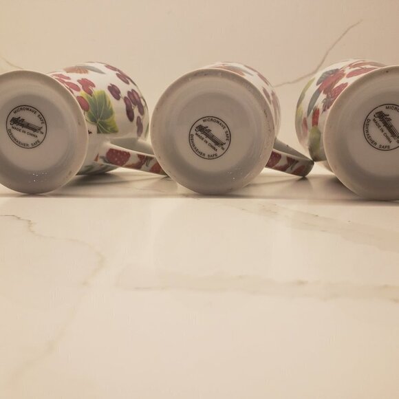 SET of 3 Symphony Bone China Berries Multi color Tea Coffee Cup - Picture 4 of 6